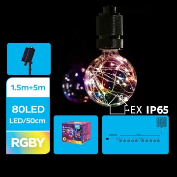 Aigostar - Cadena de luces solares LED navideñas 10xLED/8 funciones 6,5m IP65 multicolor