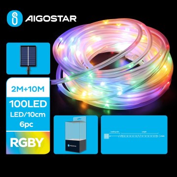 Aigostar - Cadena de navidad LED solar 100xLED/8 funciones 12m IP65 multicolor