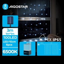 Aigostar - Cadena de navidad LED Solar 100xLED/8 funciones 4x1m IP65 blanco frío