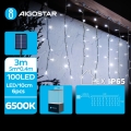 Aigostar - Cadena de navidad LED solar 100xLED/8 funciones 8x0,4m IP65 blanco frío