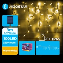 Aigostar - Cadena de navidad LED solar 100xLED/8 funciones 8x0,6m IP65 blanco cálido