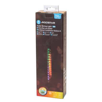 Aigostar - Cadena de Navidad LED Solar 192xLED/8m IP65 multicolor