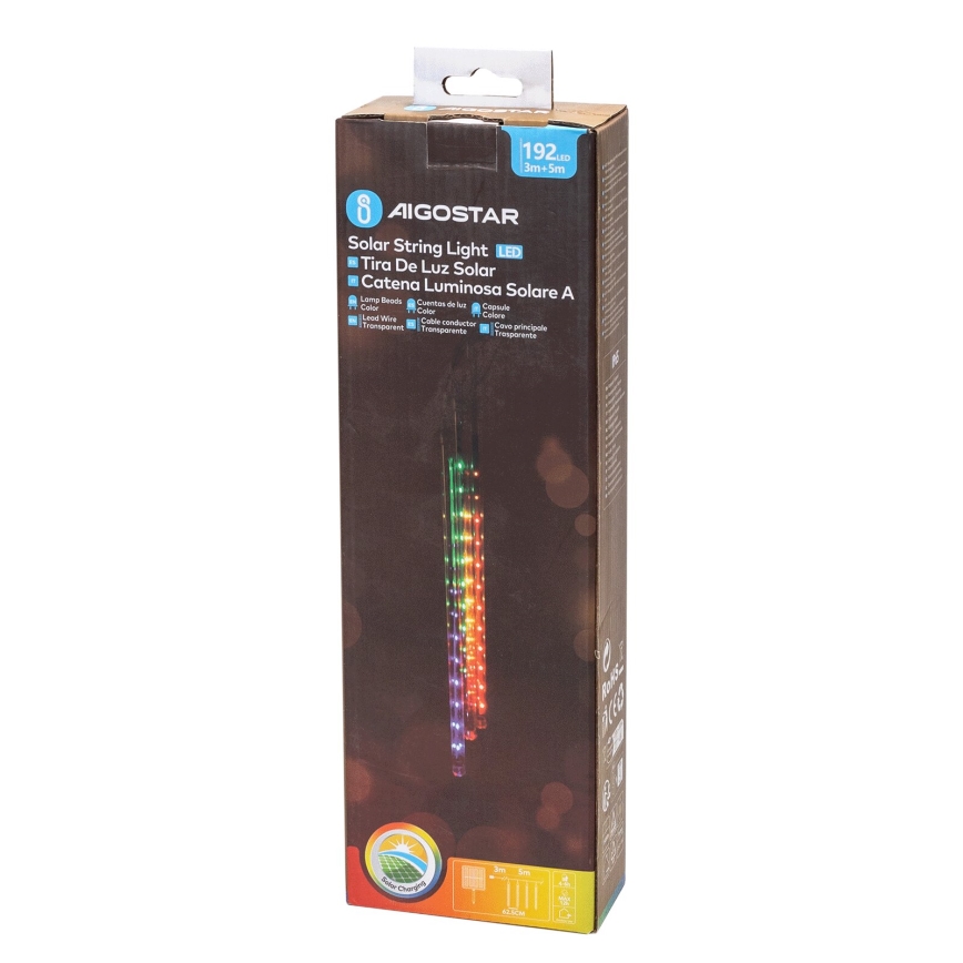 Aigostar - Cadena de Navidad LED Solar 192xLED/8m IP65 multicolor