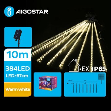 Aigostar - Cadena de Navidad LED Solar 384xLED/13m IP65 blanco cálido