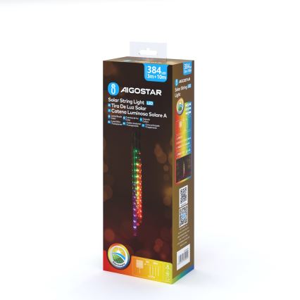 Aigostar - Cadena de Navidad LED Solar 384xLED/13m IP65 multicolor