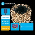 Aigostar - Cadena de navidad solar LED 100xLED/8 funciones 12m IP65 blanco cálido