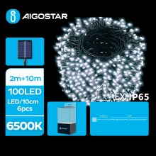 Aigostar - Cadena de navidad solar LED 100xLED/8 funciones 12m IP65 blanco frío