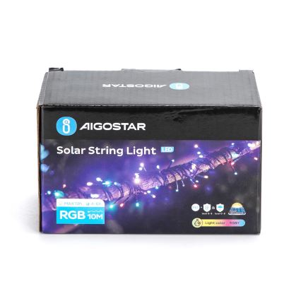 Aigostar - Cadena de Navidad Solar LED 100xLED/8 funciones 12m IP65 multicolor