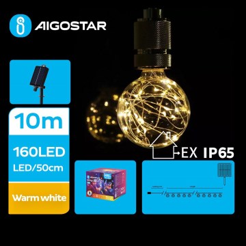 Aigostar - Cadena de Navidad Solar LED 20xLED/8 funciones 11,5m IP65 blanco cálido