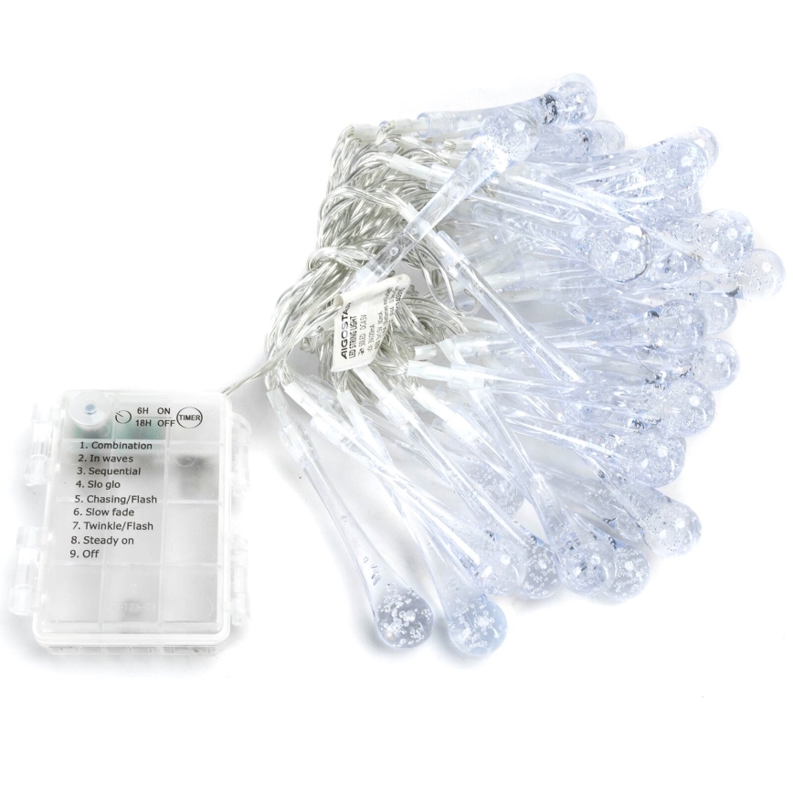 Aigostar - Cadena decorativa LED para exteriores 50xLED/8 funciones 5,3m IP44 blanco frío