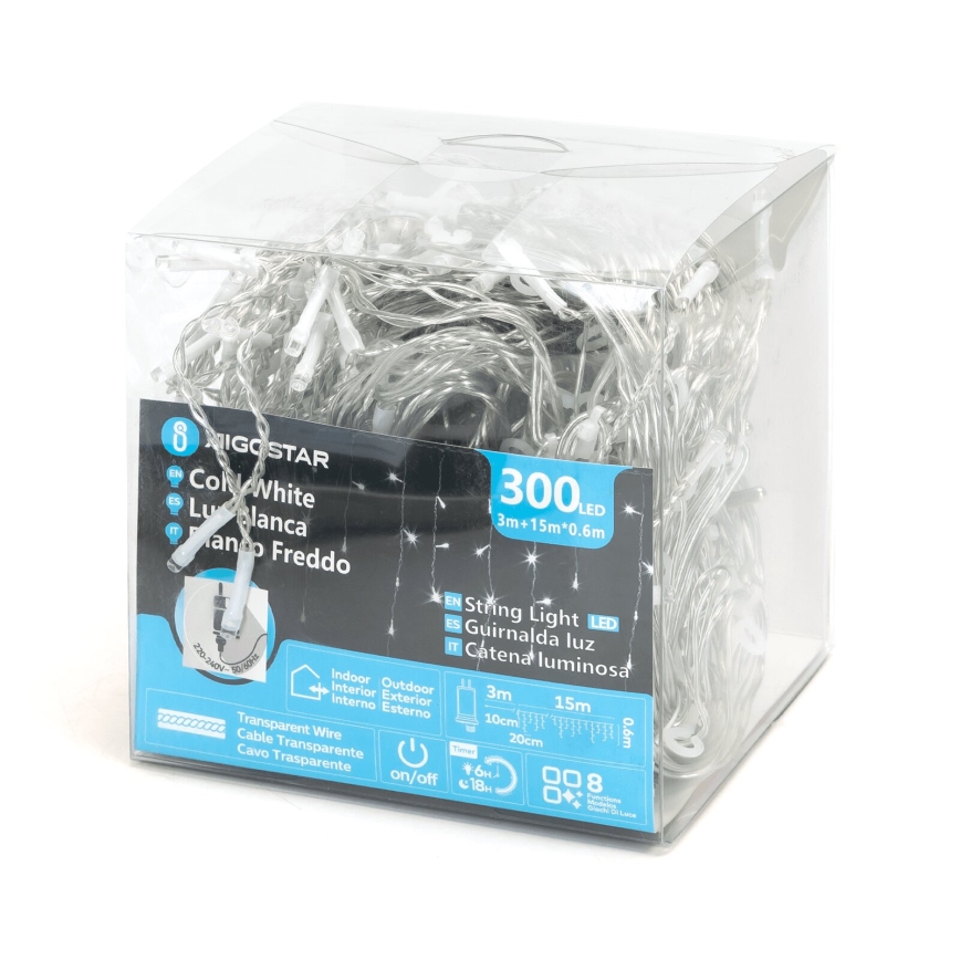 Aigostar - Cadena decorativa LED para exteriores 75xLED/6W/230V 15x0,6m IP44 blanco frío