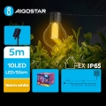 Aigostar - Cadena decorativa LED Solar 10xLED/8 funciones 5,5m IP65 blanco cálido