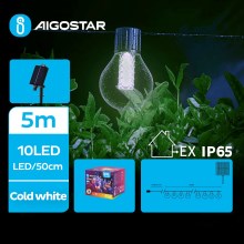Aigostar - Cadena decorativa LED Solar 10xLED/8 funciones 5,5m IP65 blanco frío
