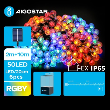 Aigostar - Cadena decorativa solar LED 50xLED/8 funciones 12m IP65 multicolor