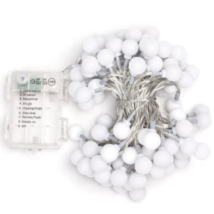 Aigostar - Cadena LED navideña exterior 100xLED/3xAA/8 funciones 10,3 m IP44 blanco frío