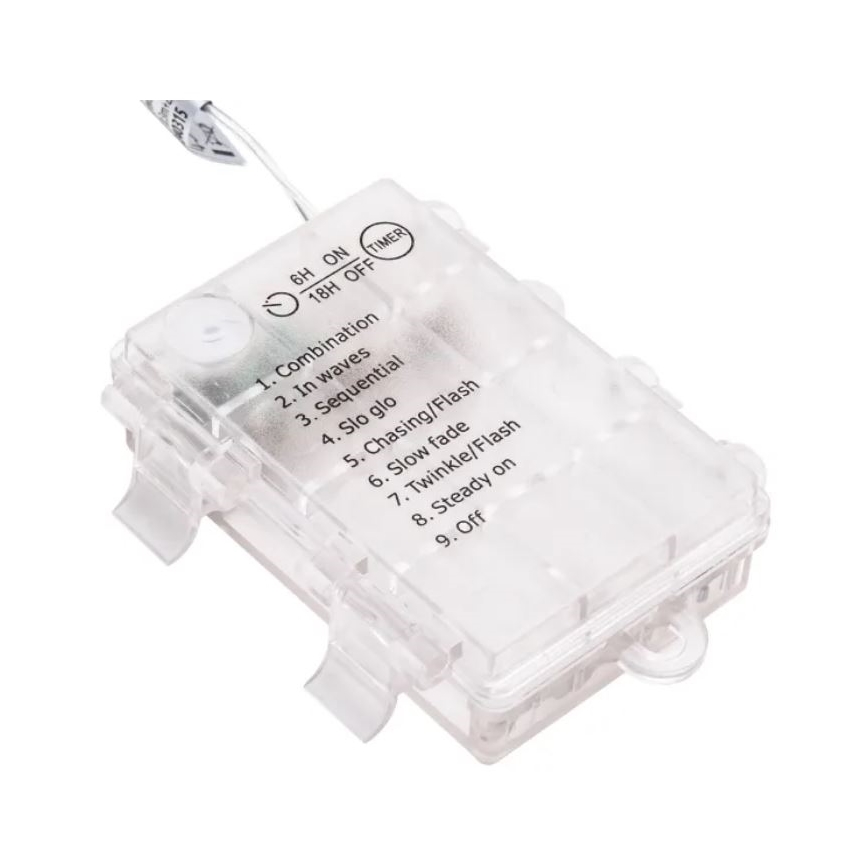 Aigostar - Cadena LED navideña exterior 25xLED/3xAA/8 funciones 2,8 m IP44 blanco frío