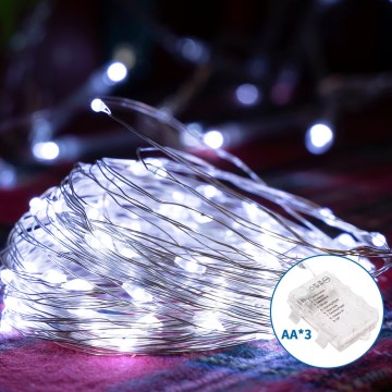 Aigostar - Cadena LED navideña exterior 100xLED/8 funciones 10,3m IP44 blanco frío
