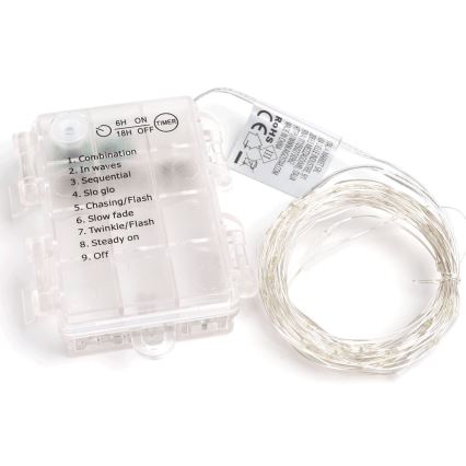 Aigostar - Cadena LED navideña exterior 100xLED/8 funciones 10,3m IP44 blanco frío