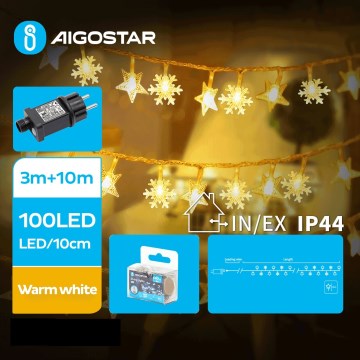Aigostar - Cadena LED navideña exterior 100xLED/8 funciones 13m IP44 blanco cálido