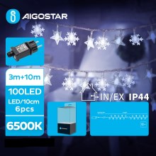 Aigostar - Cadena LED navideña exterior 100xLED/8 funciones 13m IP44 blanco frío