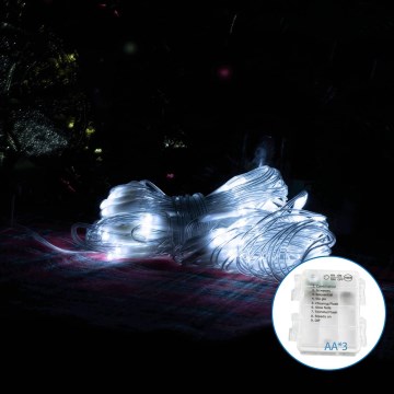 Aigostar - Cadena LED navideña exterior 100xLED/8 funciones 4,5x1,5m IP44 blanco frío