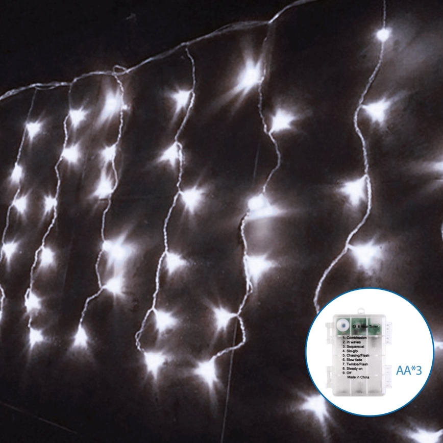 Aigostar - Cadena LED navideña exterior 100xLED/8 funciones 8x0,4m IP44 blanco frío