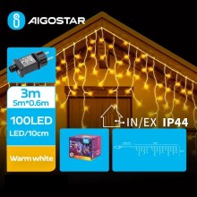 Aigostar - Cadena LED navideña exterior 100xLED/8 funciones 8x0,6m IP44 blanco cálido