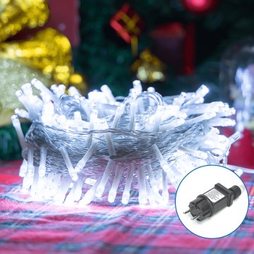 Aigostar - Cadena LED navideña exterior 150xLED/8 funciones 18m IP44 blanco frío