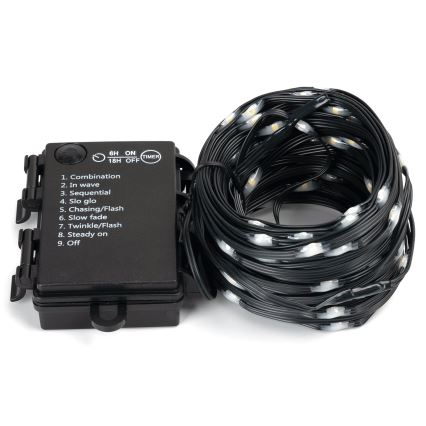 Aigostar - Cadena LED navideña exterior 150xLED/8 funciones 3xAA 15,3m IP44 blanco cálido