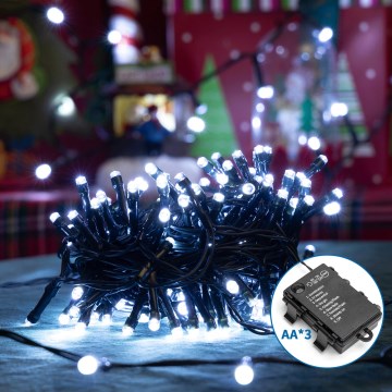 Aigostar - Cadena LED navideña exterior 200xLED/8 funciones 10,3m IP44 blanco frío
