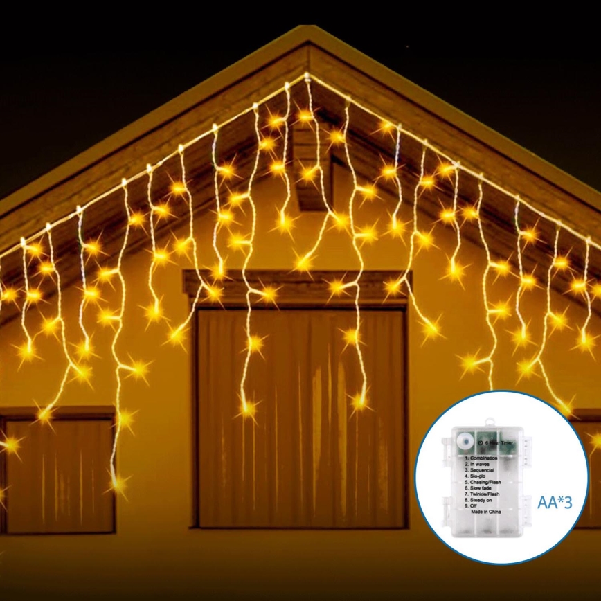 Aigostar - Cadena LED navideña exterior 200xLED/8 funciones 13x0,6m IP44 blanco cálido