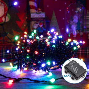 Aigostar - Cadena LED navideña exterior 200xLED/8 funciones 3xAA 10,3m IP44 multicolor