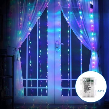 Aigostar - Cadena LED navideña exterior 200xLED/8 funciones 3xAA 5x2m IP44 multicolor