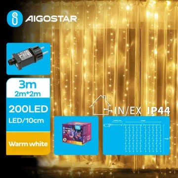 Aigostar - Cadena LED navideña exterior 200xLED/8 funciones 5x2m IP44 blanco cálido