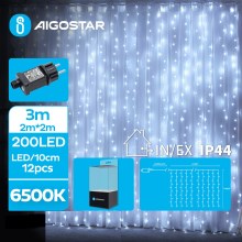 Aigostar - Cadena LED navideña exterior 200xLED/8 funciones 5x2m IP44 blanco frío