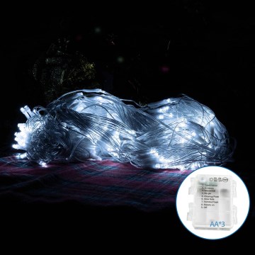 Aigostar - Cadena LED navideña exterior 200xLED/8 funciones 6x1,5m IP44 blanco frío