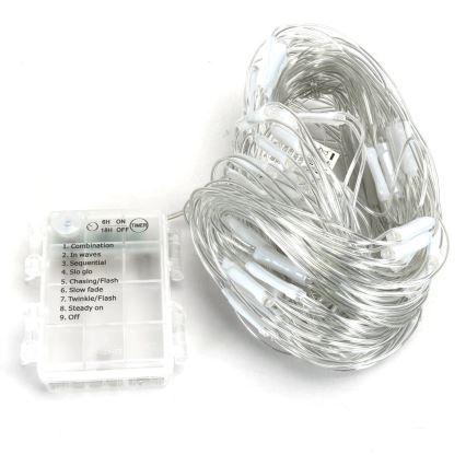Aigostar - Cadena LED navideña exterior 200xLED/8 funciones 6x1,5m IP44 blanco frío