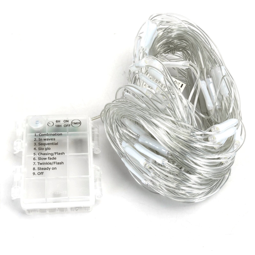 Aigostar - Cadena LED navideña exterior 200xLED/8 funciones 6x1,5m IP44 blanco frío