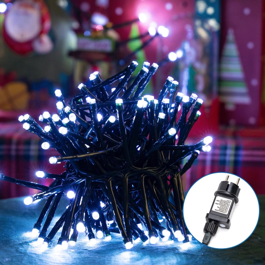 Aigostar - Cadena LED navideña exterior 200xLED/8 funciones 8m IP44 blanco frío