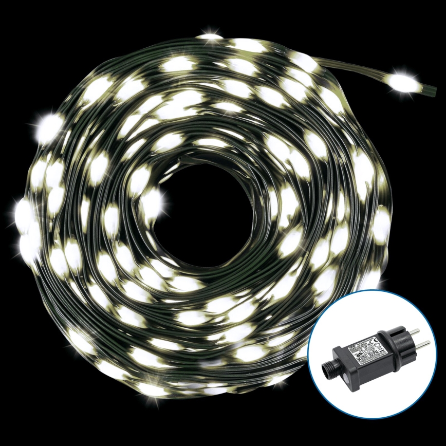 Aigostar - Cadena LED navideña exterior 300xLED/8 funciones 33m IP44 blanco frío