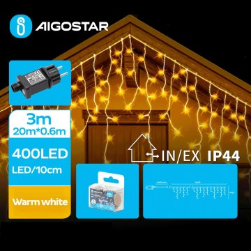 Aigostar - Cadena LED navideña exterior 400xLED/8 funciones 23x0,6m IP44 blanco cálido