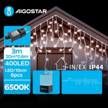 Aigostar - Cadena LED navideña exterior 400xLED/8 funciones 23x0,6m IP44 blanco frío