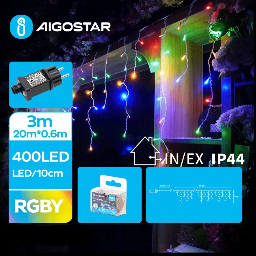 Aigostar - Cadena LED navideña exterior 400xLED/8 funciones 23x0,6m IP44 multicolor