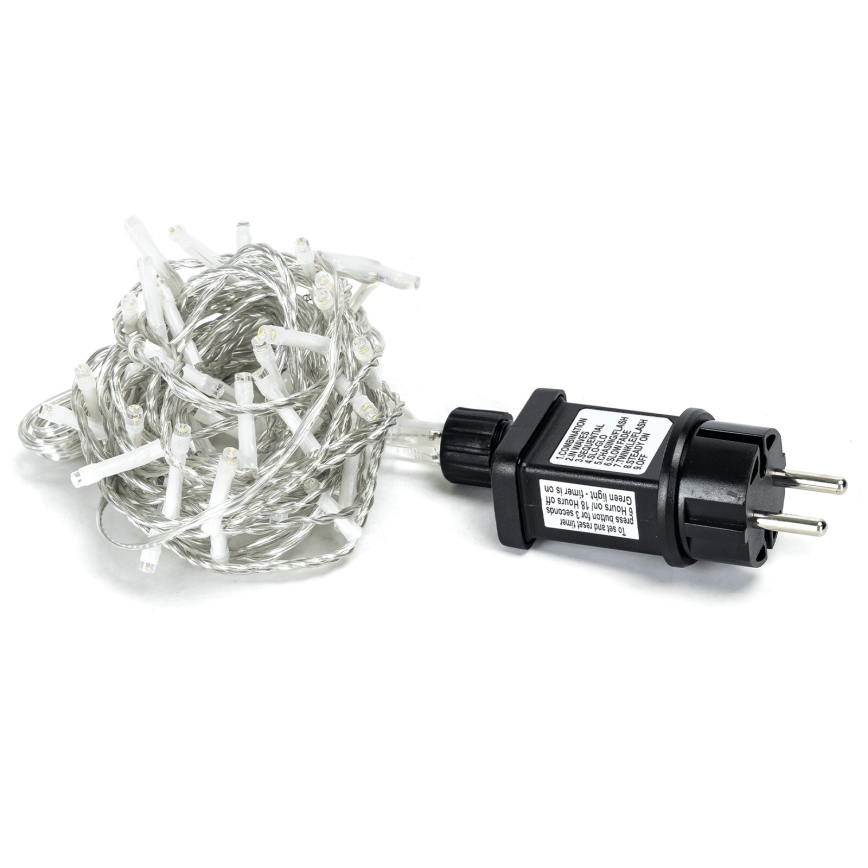 Aigostar - Cadena LED navideña exterior 50xLED/8 funciones 8m IP44 blanco cálido