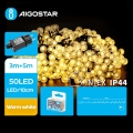 Aigostar - Cadena LED navideña exterior 50xLED/8 funciones 8m IP44 blanco cálido