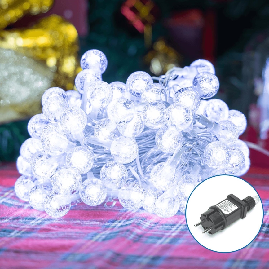 Aigostar - Cadena LED navideña exterior 50xLED/8 funciones 8m IP44 blanco frío