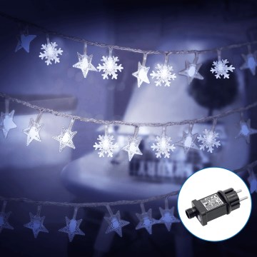 Aigostar - Cadena LED navideña exterior 50xLED/8 funciones 8m IP44 blanco frío