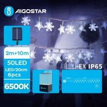 Aigostar - Cadena LED solar de navidad 50xLED/8 funciones 12m IP65 blanco frío