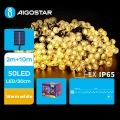 Aigostar - Cadena solar decorativa LED 50xLED/8 funciones 12m IP65 blanco cálido