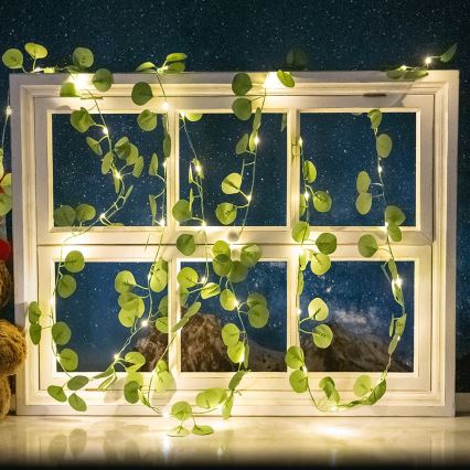 Aigostar - Cadena solar LED 100xLED/12m IP65 blanco cálido Eucalyptus